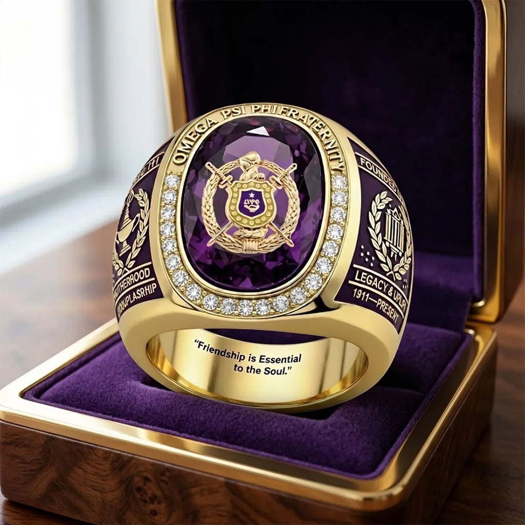 Omega Psi Phi Fraternity Ring Friendship Is Essential To The Soul Ring Best Gift For Dad