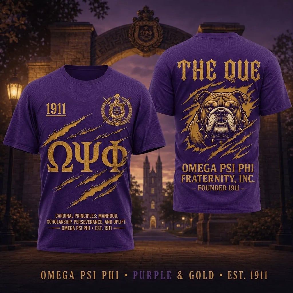 Omega Psi Phi Fraternity The Que Mascot Purple And Gold T-Shirt Best Gifts For Him