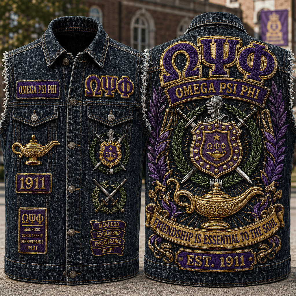 Omega Psi Phi Friendship Is Essential To The Soul Denim Vest OPP Merch Gift Ideas For BFF
