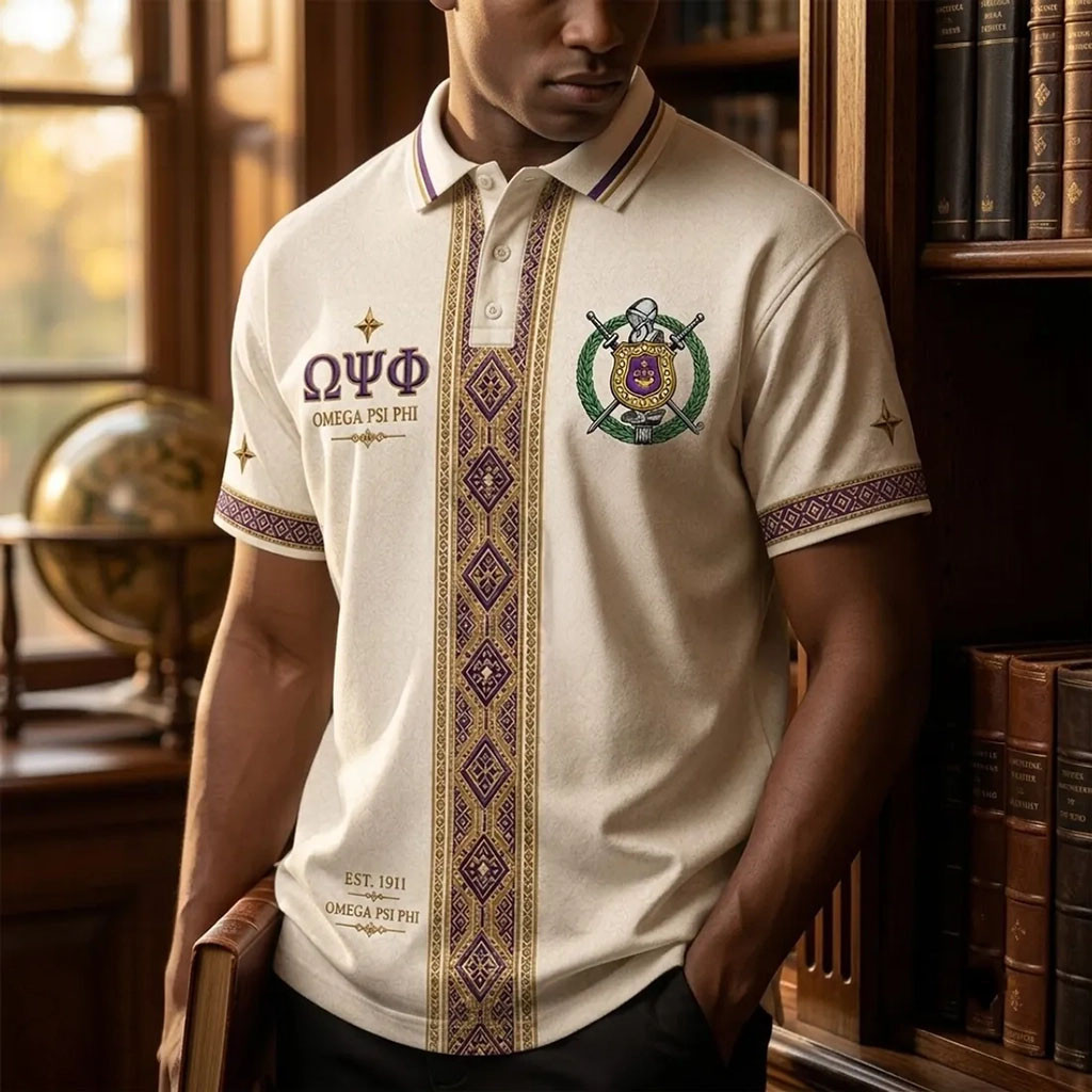 Omega Psi Phi Merch Fraternity 1911 African Heritage Polo Shirt Greek Organization Gift For Men