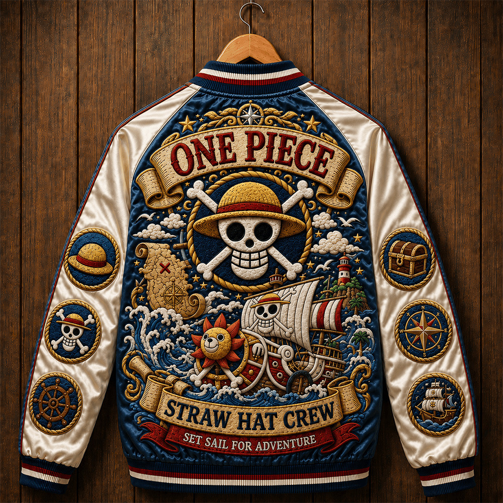 One Piece Straw Hat Crew Set Sail for Adventure Jacket Anime Pirate Fan Apparel One Piece Merch