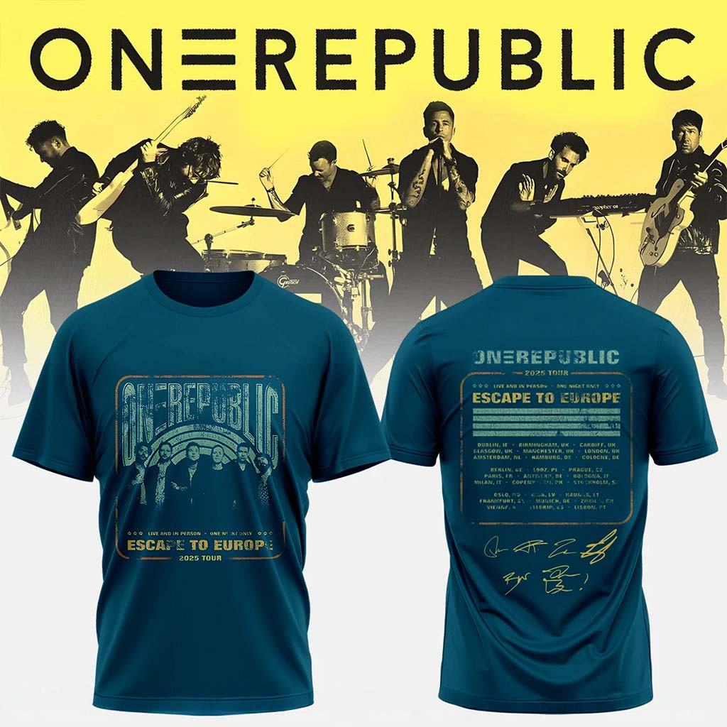 OneRepublic Merch Escape To Europe 2025 Tour T-Shirt Signed Shirt Gift For Music Lovers