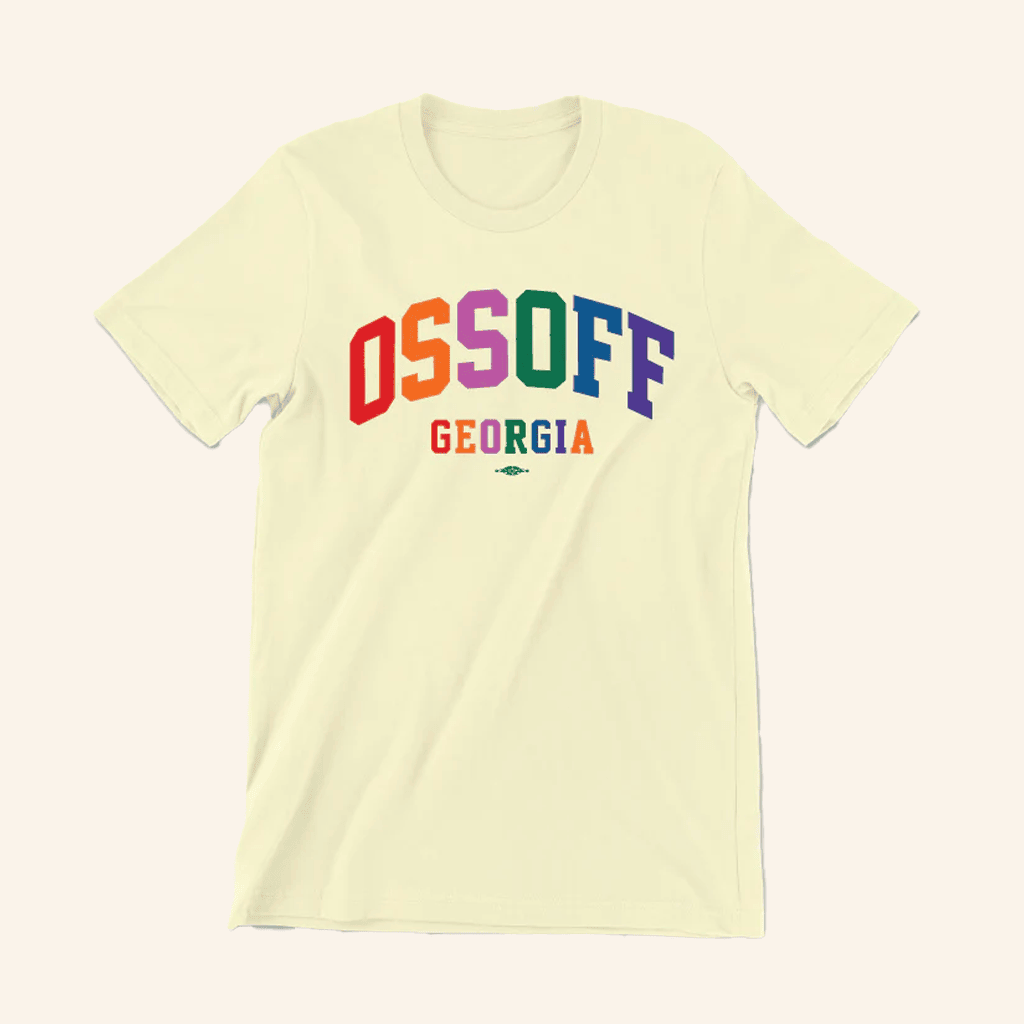 Ossoff For Senate Merch Collegiate Rainbow T-Shirt Presents For Him