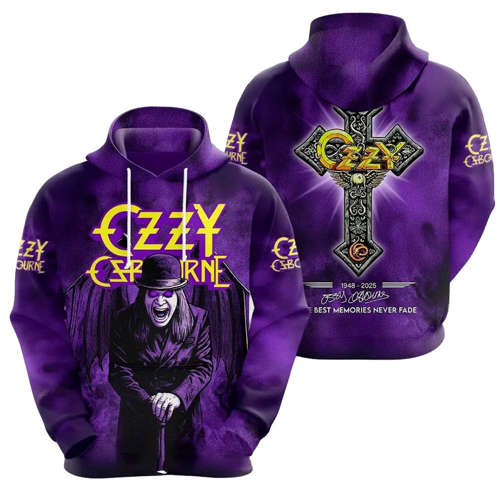 Ozzy Osbourne Tribute 1948-2025 Purple Cross Hoodie Ozzy Osbourne Merch Gifts For Brother