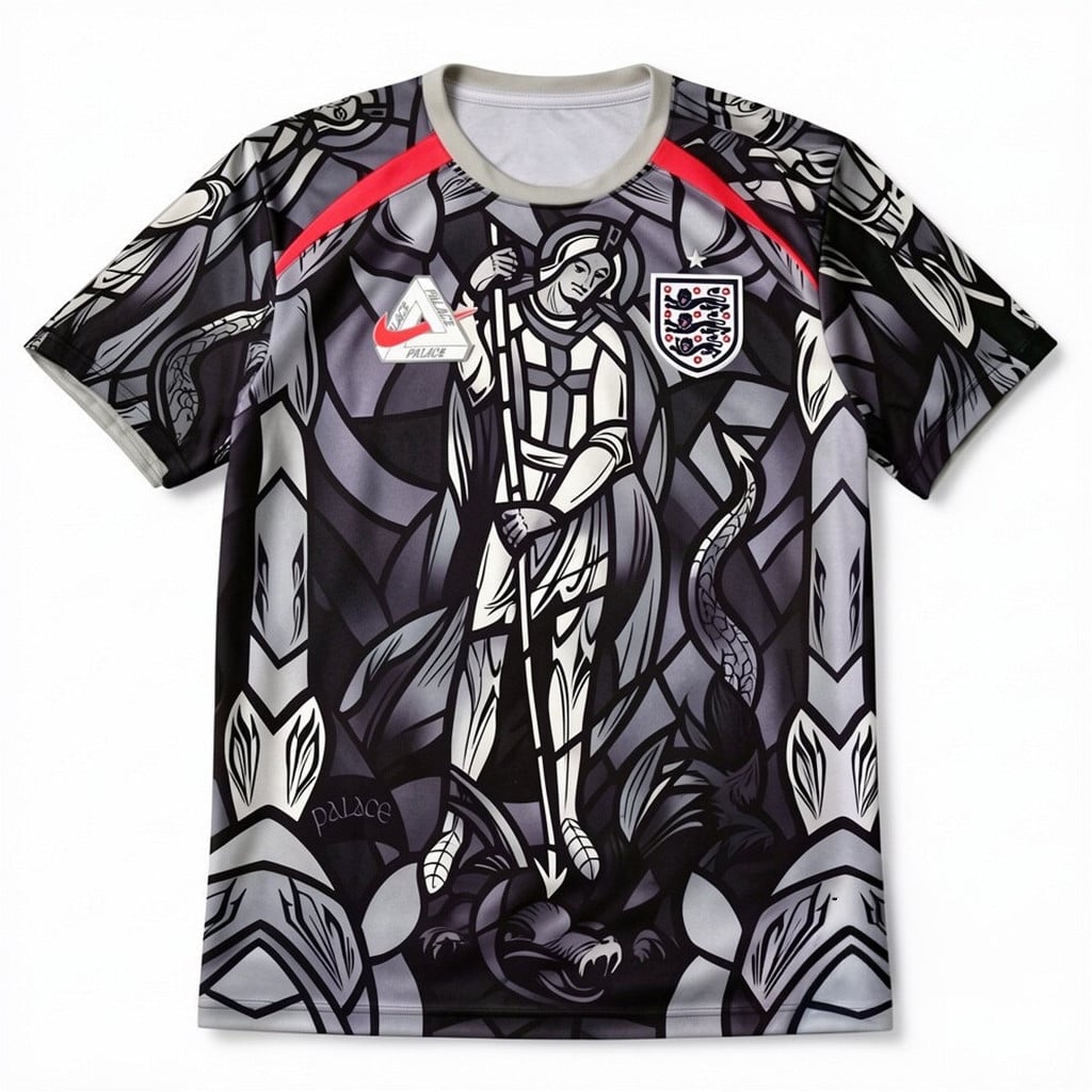 Palace England 2026 World Cup Pre-Match Jersey Shirt Stained-Glass Graphic Design Apparel