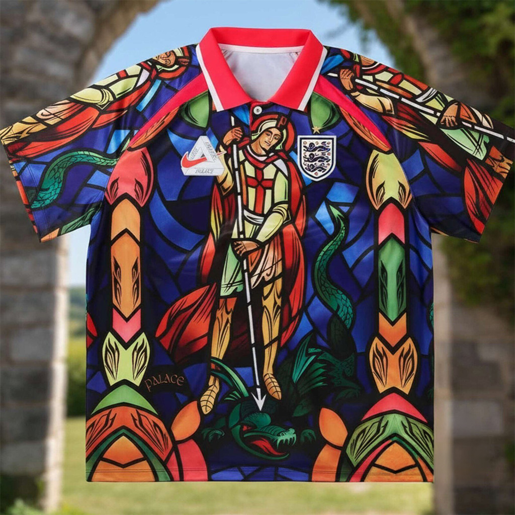 Palace England Stained Glass St George Soccer Polo Shirt 2026 Dad Fathers Day Gifts