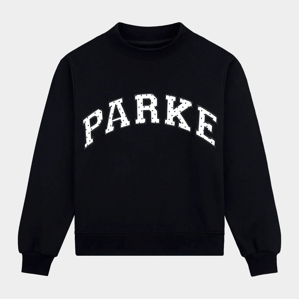 Parke Merch Polka Dot Letter Varsity Sweatshirt Black 2026 Present For Sisters