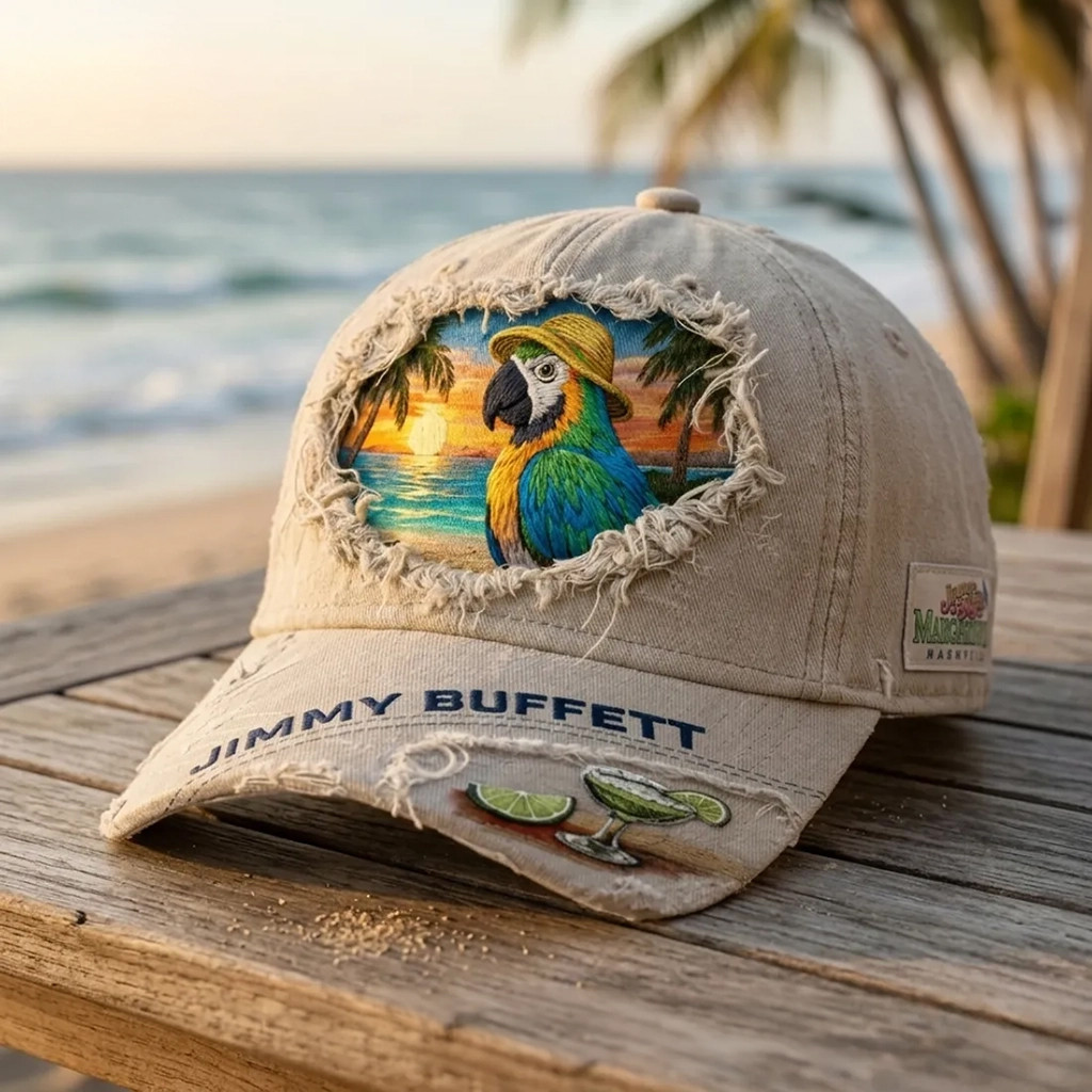 Parrot Head Jimmy Buffett Margaritaville Beach Sunset Distressed Hat Jimmy Buffett Merch Gift For Local Fans