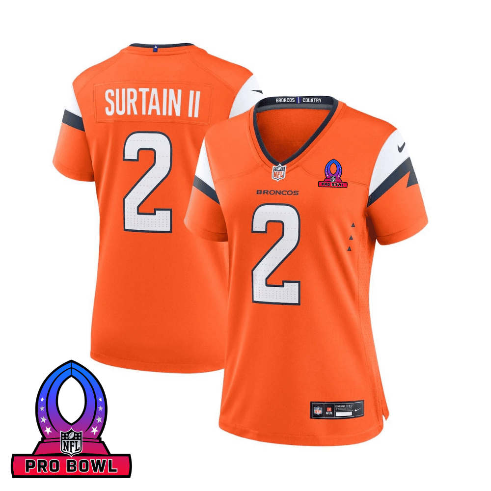 Patrick Surtain II Denver Broncos 2025 Pro Bowl Patch Game Jersey - Orange