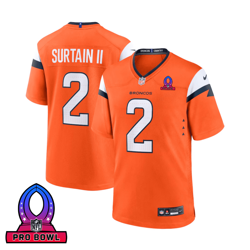 Patrick Surtain II Denver Broncos 2025 Pro Bowl Patch Game Men Jersey - Orange