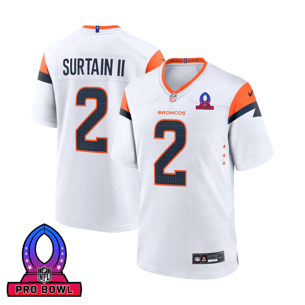 Patrick Surtain II Denver Broncos 2025 Pro Bowl Patch Game Men Jersey - White