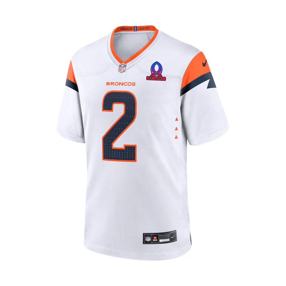 Patrick Surtain II Denver Broncos 2025 Pro Bowl Patch Game Men Jersey - White - Image 2