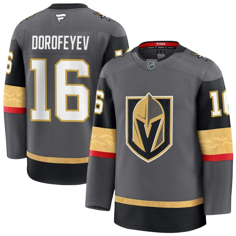 Pavel Dorofeyev Vegas Golden Knights 2025 Alternate Premium Gray Jersey 1 Pavel Dorofeyev Vegas Golden Knights 2025 Alternate Premium Gray Jersey