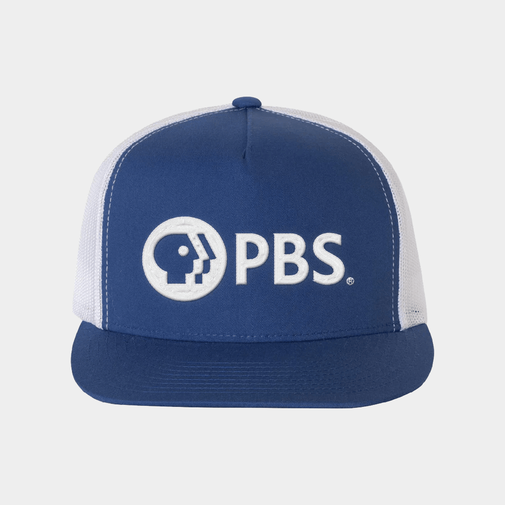PBS Merch 2026 PBS White Logo Trucker Hat Public Broadcasting Service Cap Nerd Geek Gifts