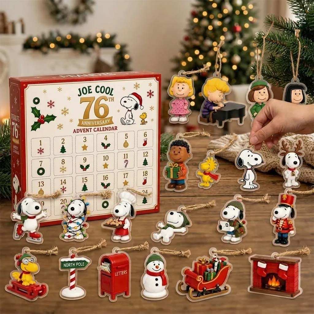 Peanuts Snoopy Joe Cool 76th Anniversary Advent Calendar Christmas Ornaments Snoopy Merch Decor