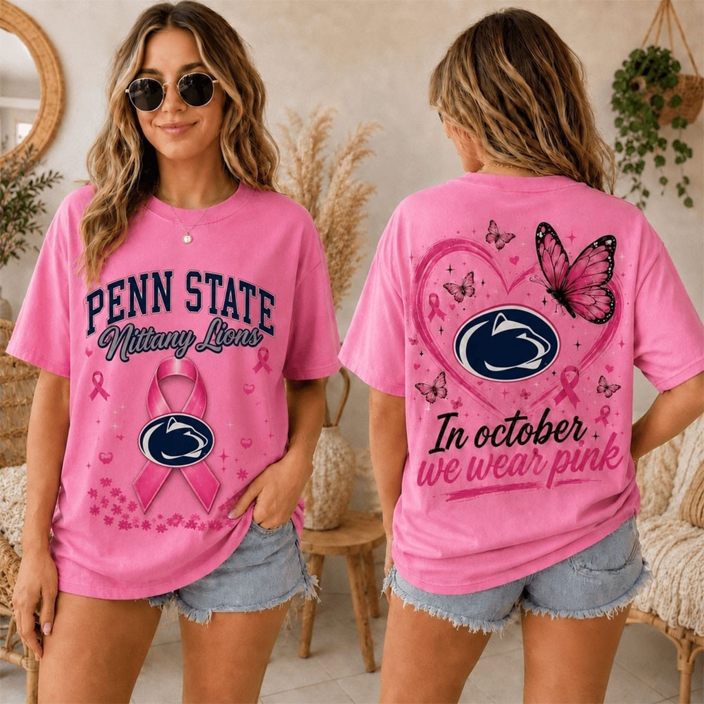 Penn State Nittany Lions 2026 Pink October Breast Cancer Awareness Pride T-Shirt Lions Merch