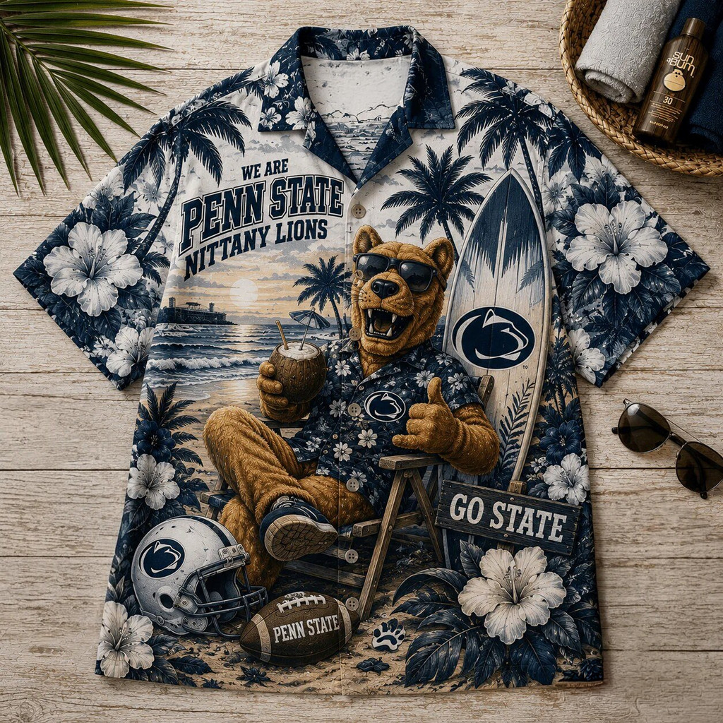 Penn State Nittany Lions Nittany Lion Tropical Beach Hawaiian Shirt Penn State Football Merch