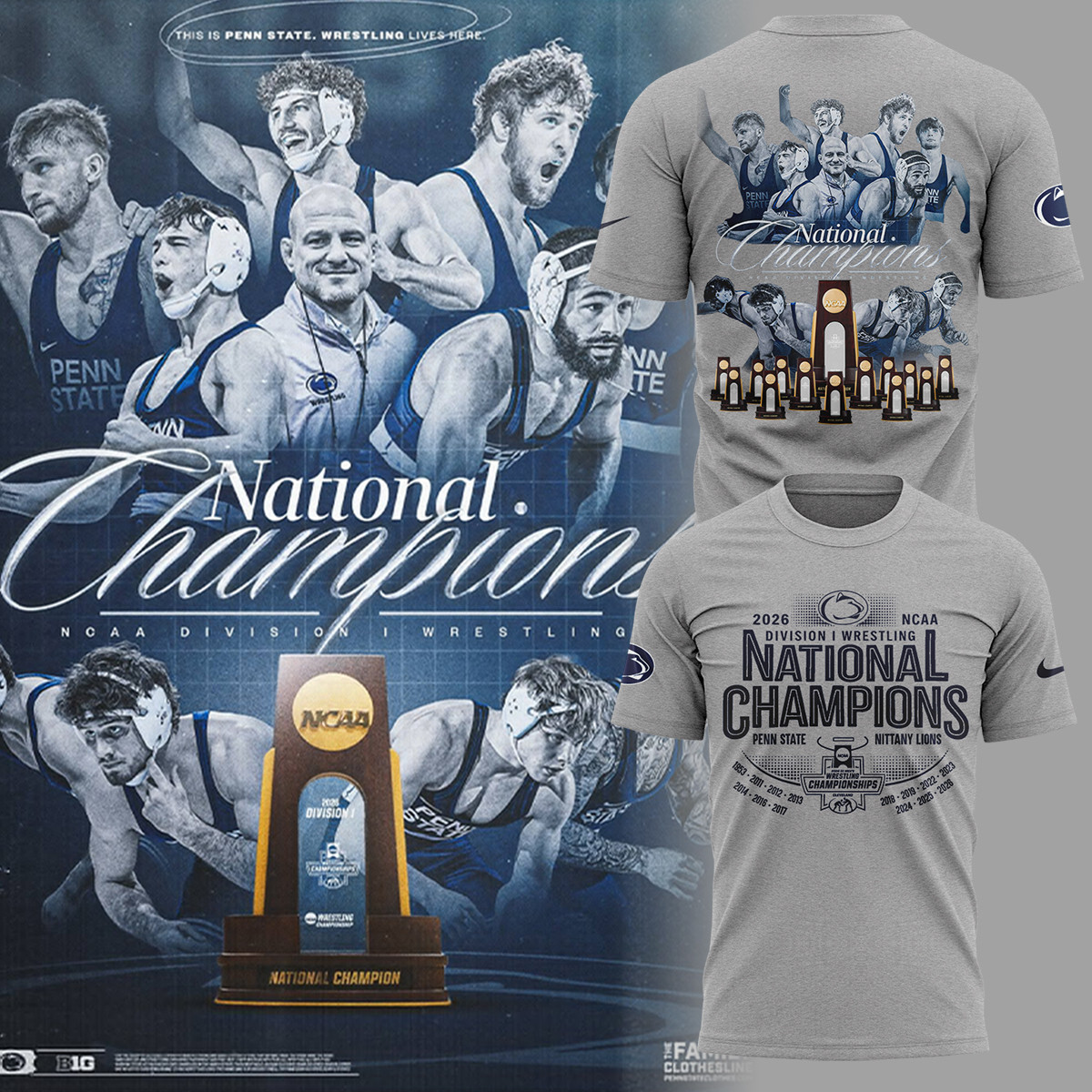 Penn State Wrestling National Champions 2026 Shirt Grey Best Gift For Wrestling Lovers