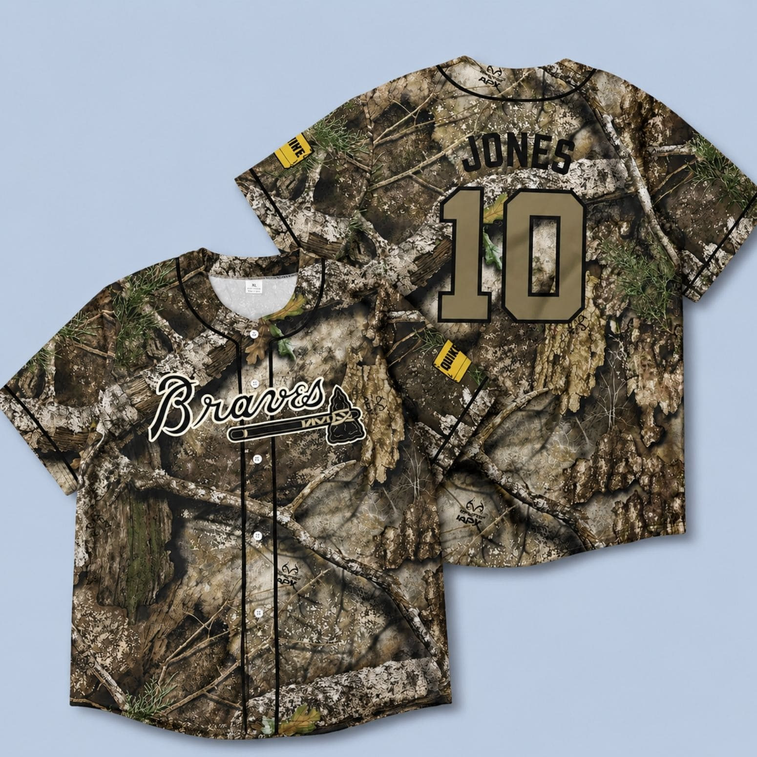 Personalized 2026 Hunting And Fishing Night Camo Braves Baseball Jersey Braves Merch Gift Ideas
