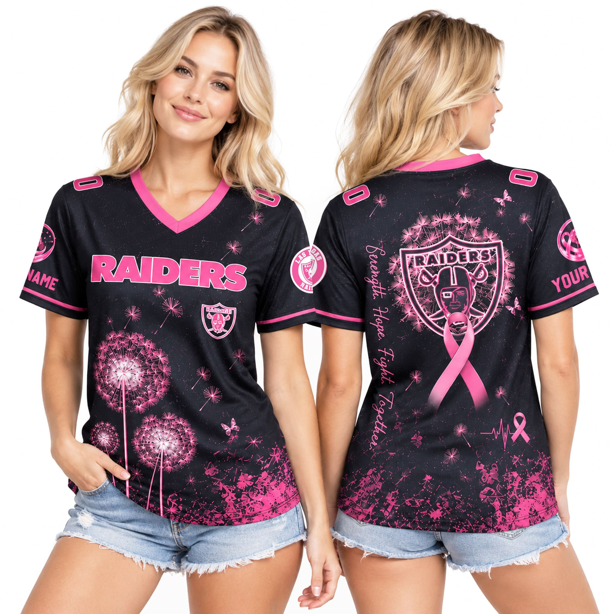Personalized 2026 Raiders Breast Cancer Month Jersey LV Raiders Merch Gift For Cancer Warriors