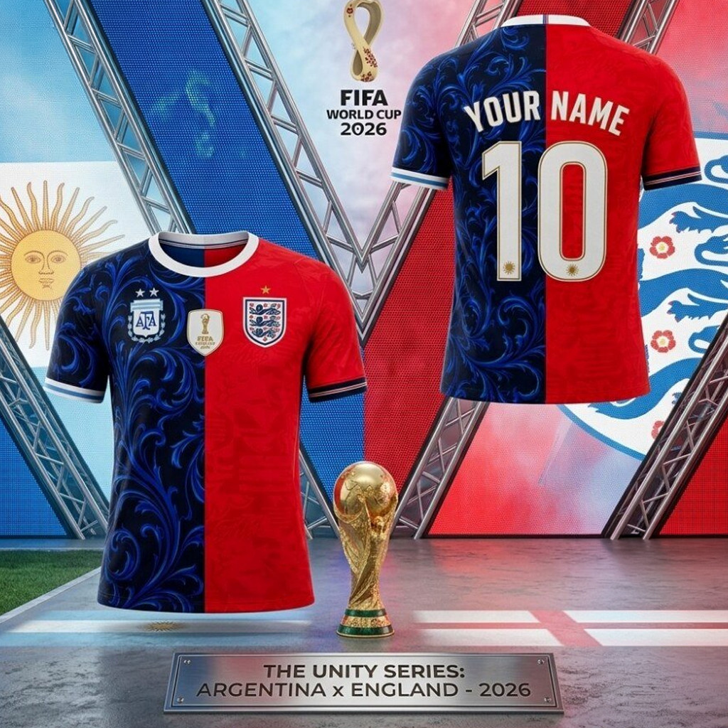 Personalized Argentina X England Merch FIFA World Cup 2026 Mashup T-Shirt Gifts For Die Hard Fans