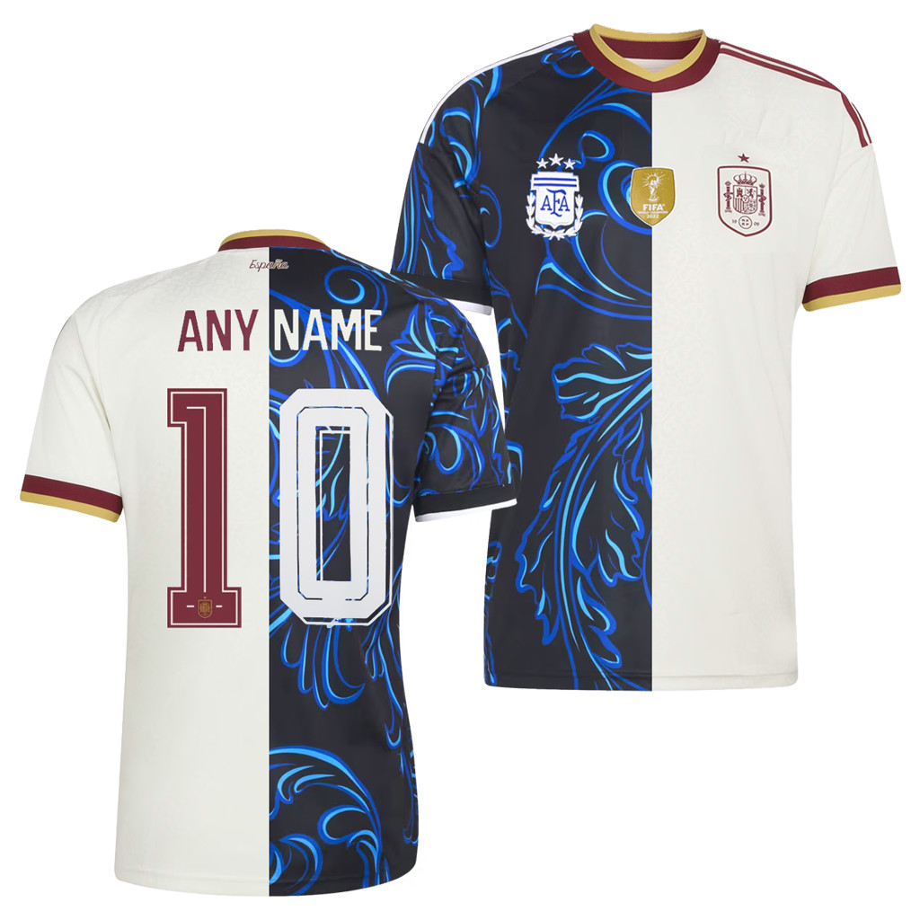 Personalized Argentina X Spain Away Jersey Shirt No 10 Jersey FIFA World Cup 2026 Merch Fan Gear