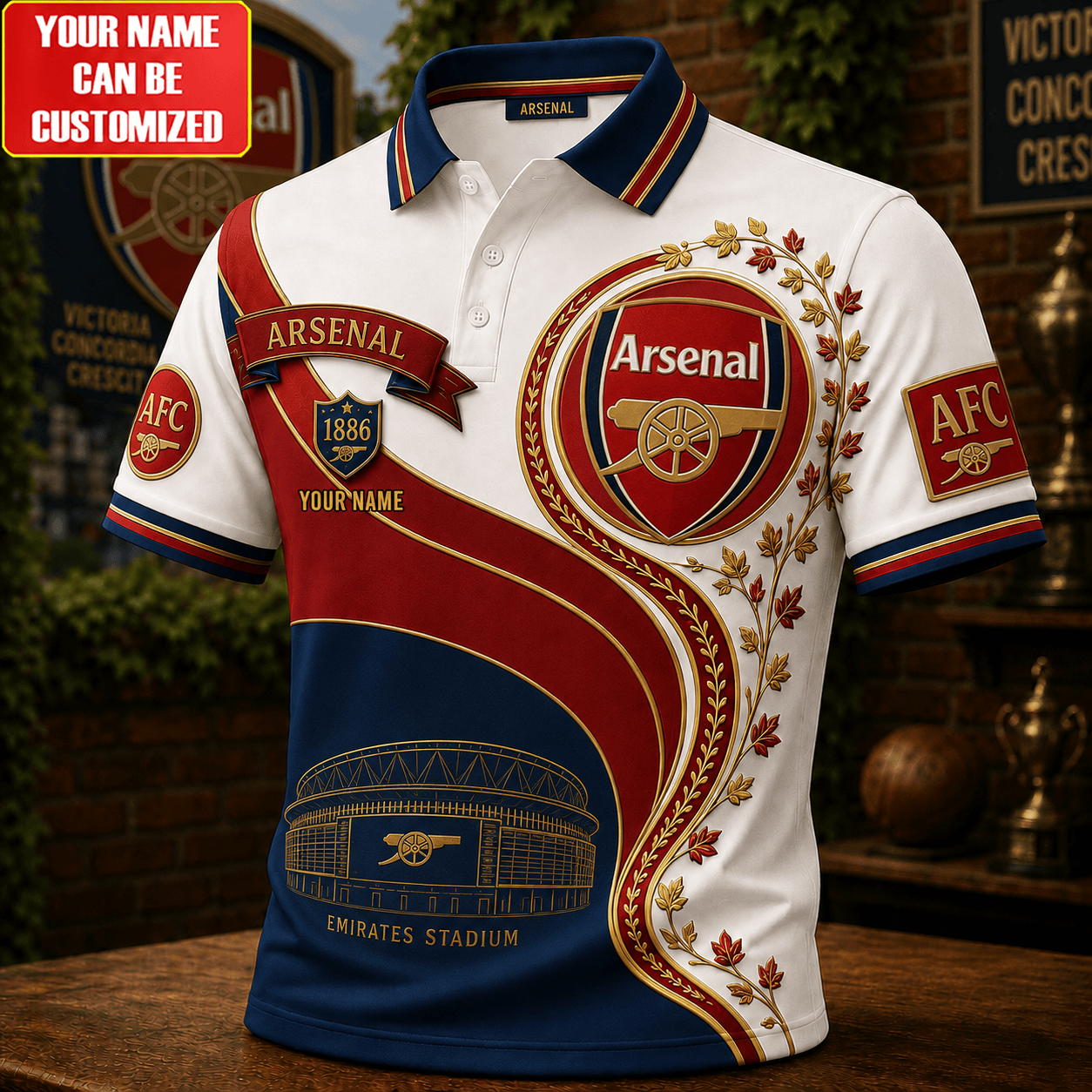Personalized Arsenal AFC EST 1886 Polo Shirt Arsenal FC Merch Presents For Football Lovers
