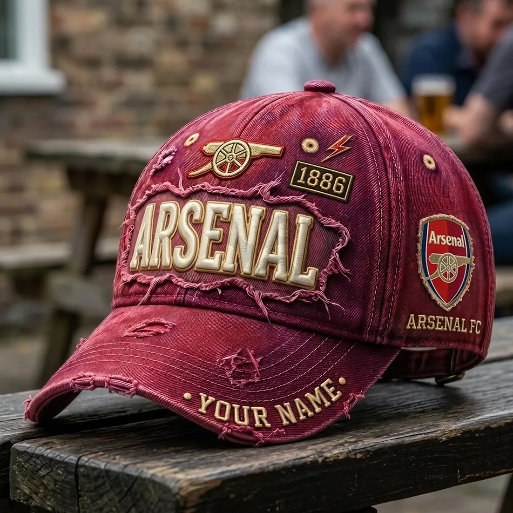 Personalized Arsenal FC 1886 Edition Vintage Distressed Baseball Hat Arsenal Merch Gift For Fan