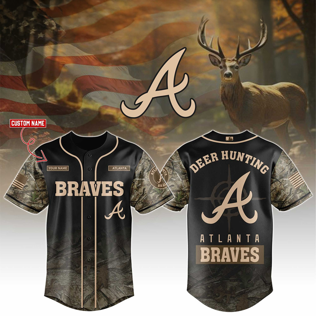Personalized Atlanta Braves Deer Hunting Baseball Jersey Atlanta Braves Merch Gift For Fans