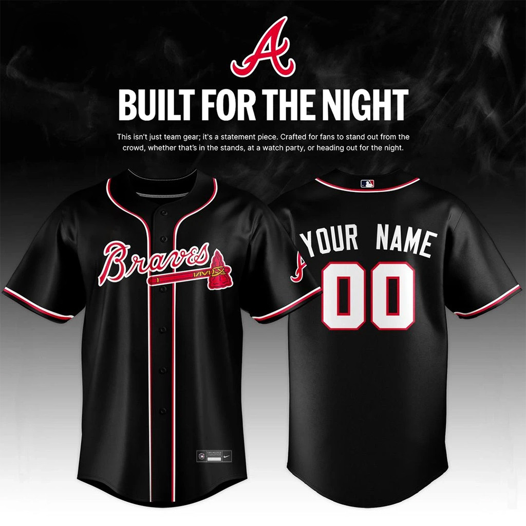 Personalized Atlanta Braves Fashion Blackout 2026 Jersey Atlanta Braves Merch Baseball Fan Gift
