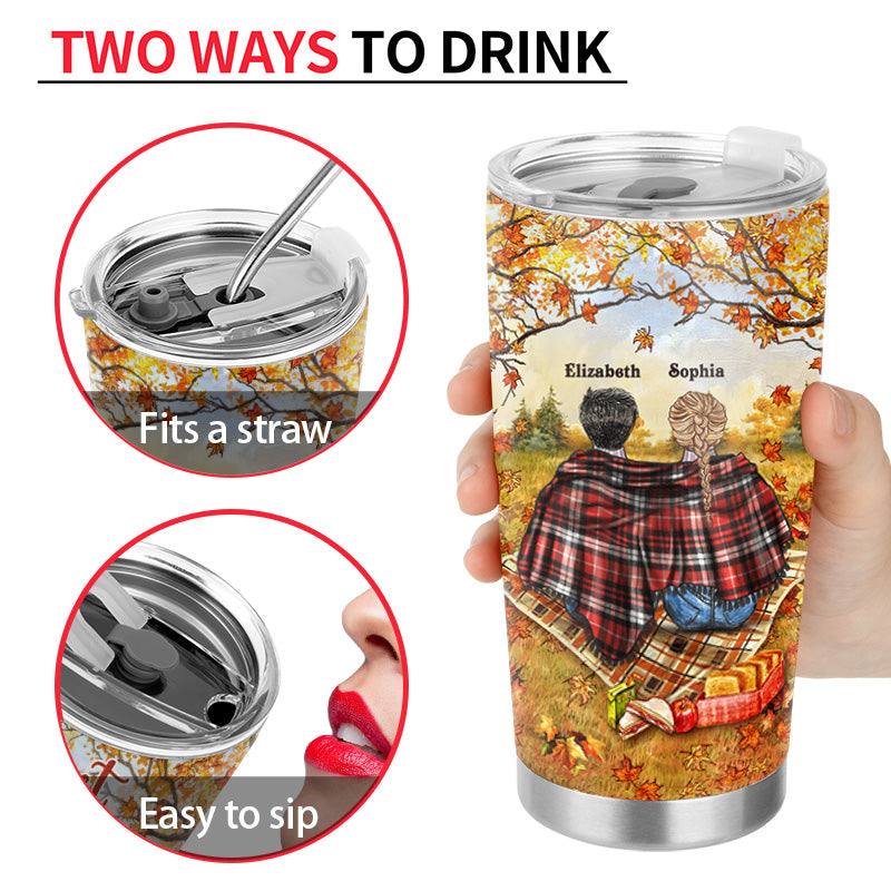 Personalized Autumn Flannel Bestie Choose For Ourselves Custom Tumbler, Gift For BFF - Image 4