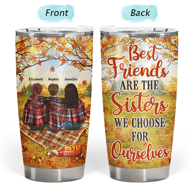 Personalized Autumn Flannel Bestie Choose For Ourselves Custom Tumbler, Gift For BFF - Image 3