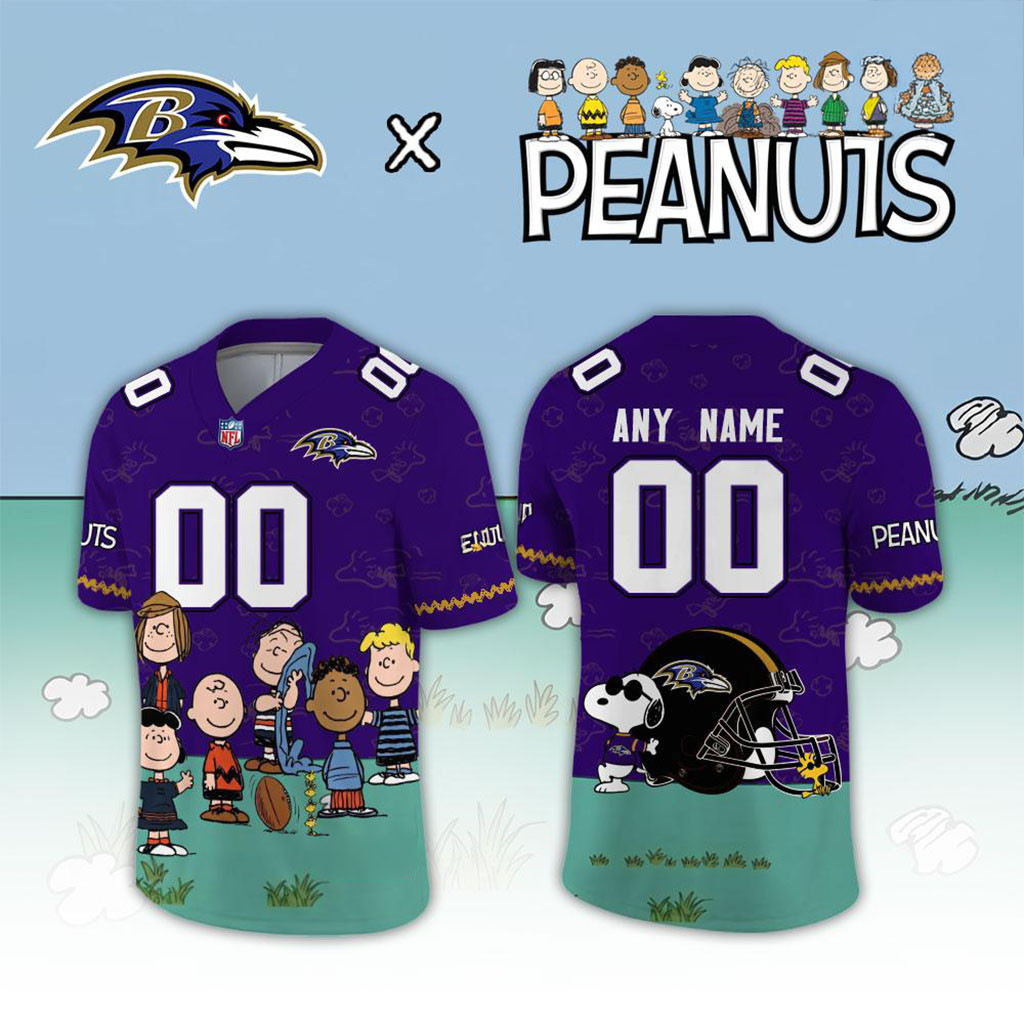 Personalized Baltimore Ravens X Peanuts Snoopy 2026 Jersey Baltimore Football Merch Fan Gifts
