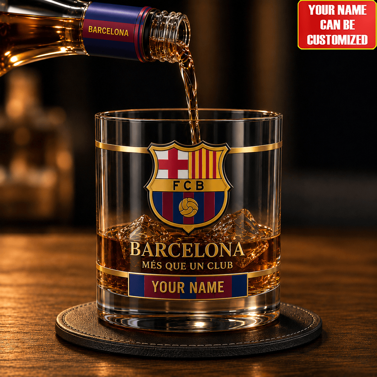 Personalized Barcelona FC 2026 Whiskey Glass FC Barcelona Merch Football Themed Gifts