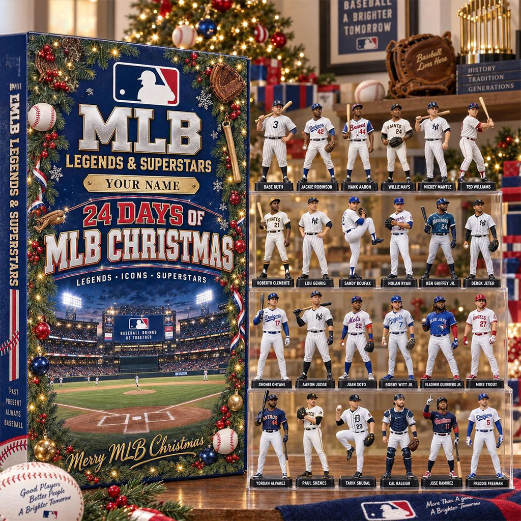 Personalized Baseball Legend Superstars Advent Calendar 24 Days Of Christmas Ornaments Fan Gift