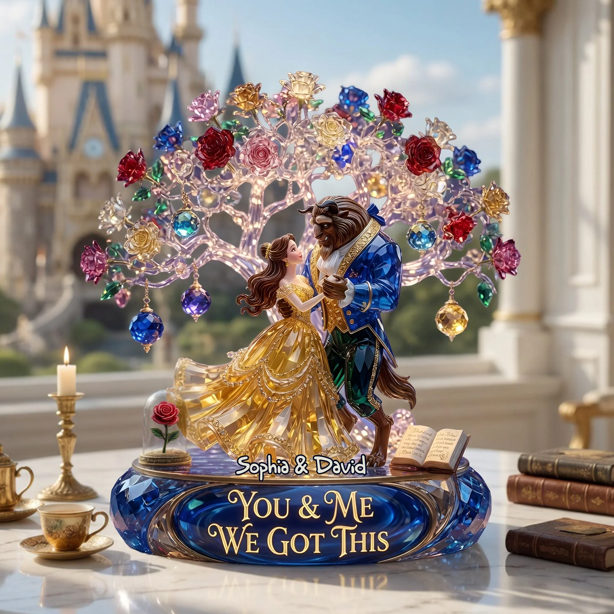 Personalized Beauty And The Beast Fairy Tale Dancing Couple Acrylic Plaque Gifts For Couple