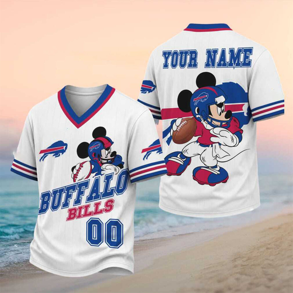 Personalized Buffalo Bills Mickey Mouse V-Neck Shirt Buffalo Bills Merch Gift For Football Fans