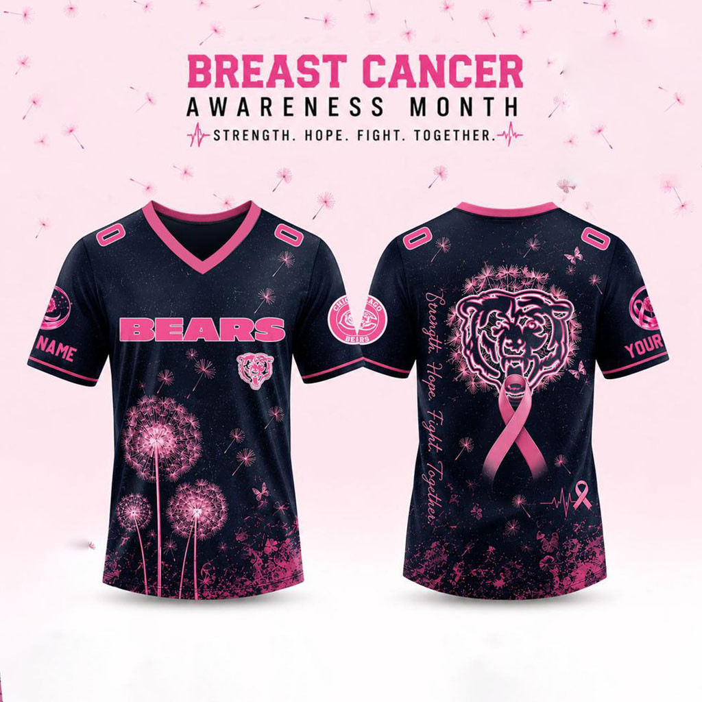 Personalized Chicago Bears Breast Cancer Awareness Dandelion Of Hope Jersey Bears Merch