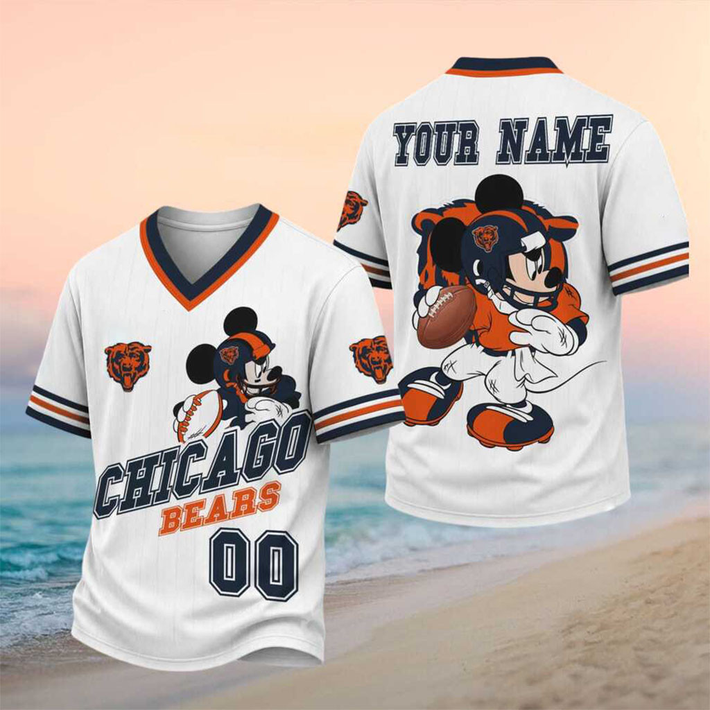 Personalized Chicago Bears Mickey Mouse V-Neck Shirt Chicago Bears Merch Football Fan Gear