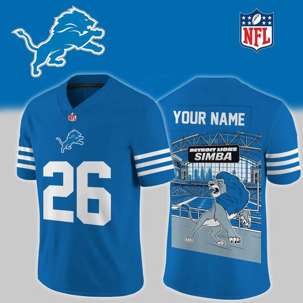 Personalized Detroit Lions X Simba Disney 2026 Football Jersey Detroit Lions Merch Fan Gifts