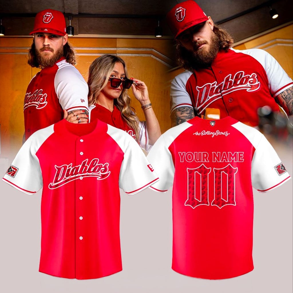 Personalized Diablos Rojos del Mexico X The Rolling Stones Jersey Fan Merch Gifts Ideas