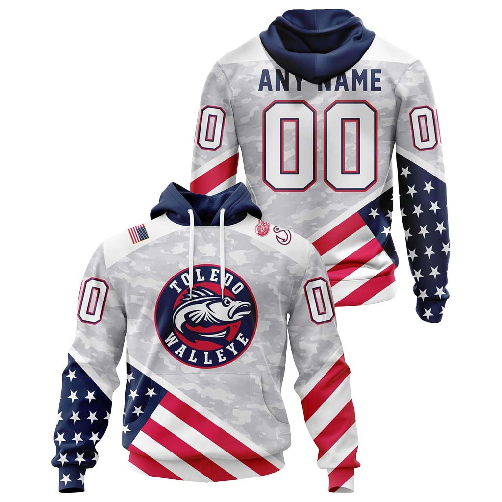 Personalized ECHL Toledo Walleye 2026-27 Military Appreciation Hoodie Toledo Walleye Merch