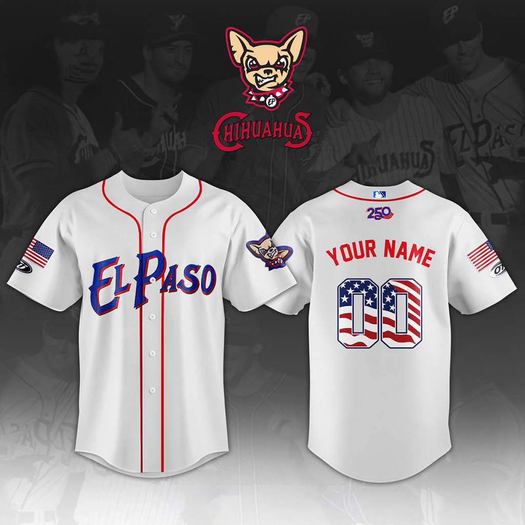 Personalized El Paso Chihuahuas 2026 America250 Night 4th Of July Baseball Jersey Fan Merch