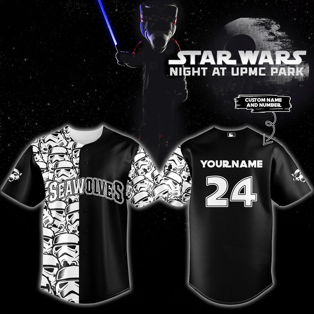 Personalized Erie Seawolves Star Wars Night At UPMC Park 2026 Game Baseball Jersey Fan Merch