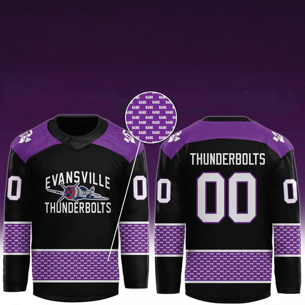 Personalized Evansville Thunderbolts Fight Cancer 2026 Hockey Jersey Thunderbolts Merch Gifts