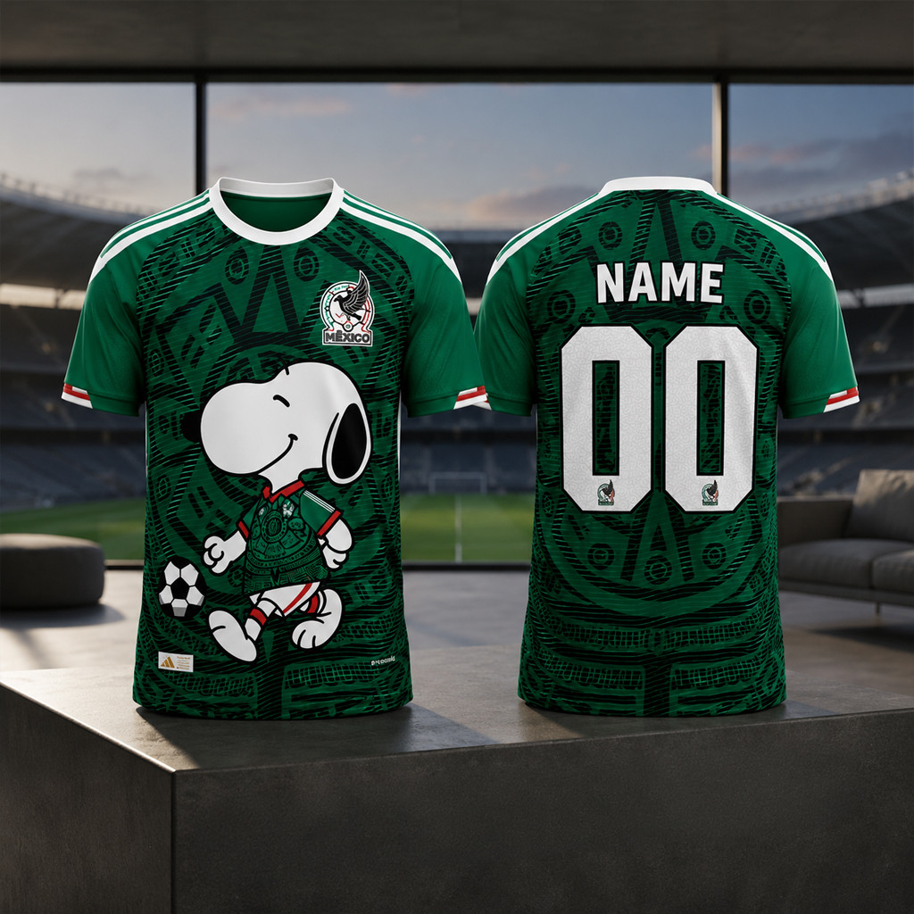 Personalized FIFA World Cup 2026 Mexico National Team Snoopy Football Jersey Gift For Game Day
