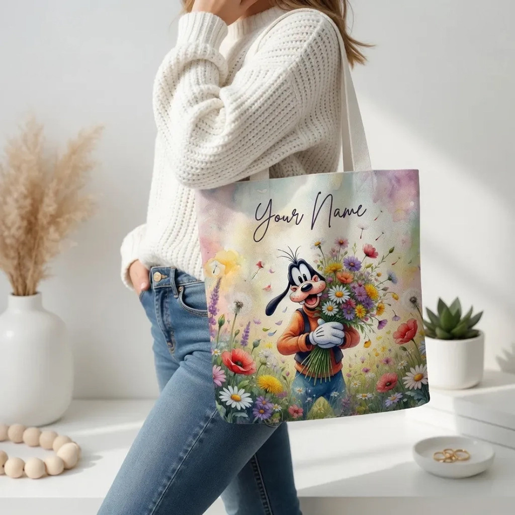 Personalized Goofy Disney Flowers Tote Bag Cute Handbags Present For Daughters