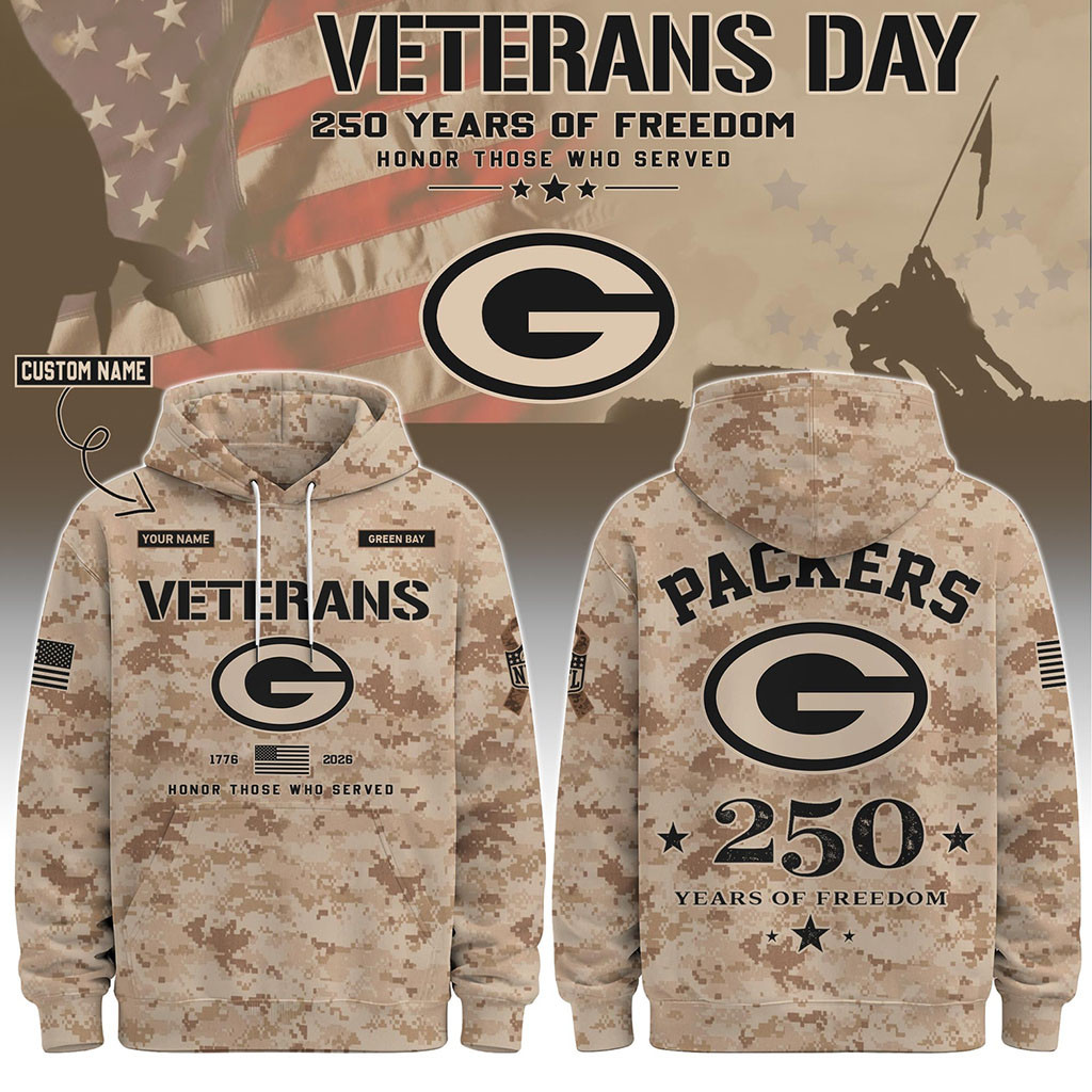 Personalized Green Bay Packers Veterans Day 2026 Hoodie Packers Merch Gift For Football Fans
