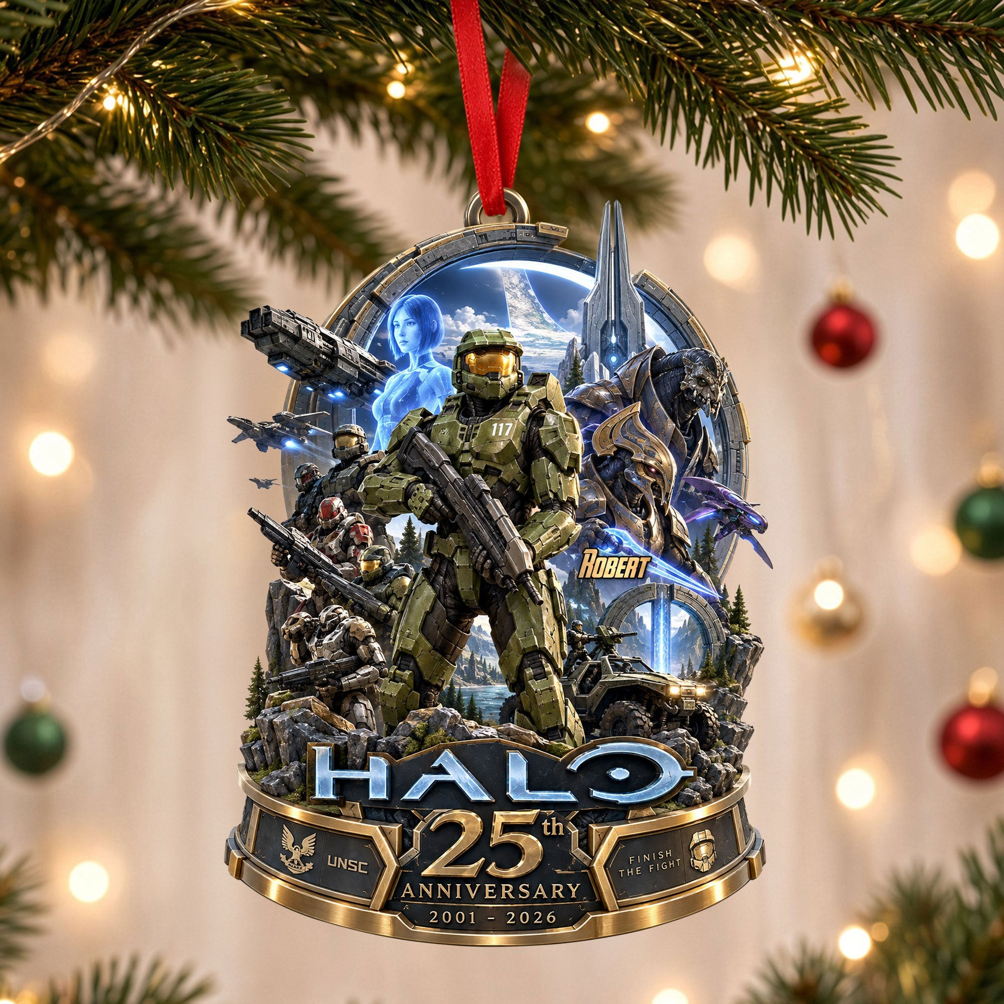 Personalized Halo 25th Anniversary The Robot Commander Christmas Ornament Halo Merch Decor