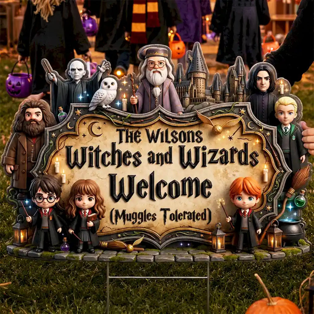 Personalized Harry Potter Welcome Halloween 2026 Yard Sign Witches And Wizards Garden Decor